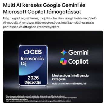 CES Innovációs Díj 2026 díjazott jelvény sötét háttéren, a Multi‑AI Architektúra az MI kategóriában kapott elismerést.