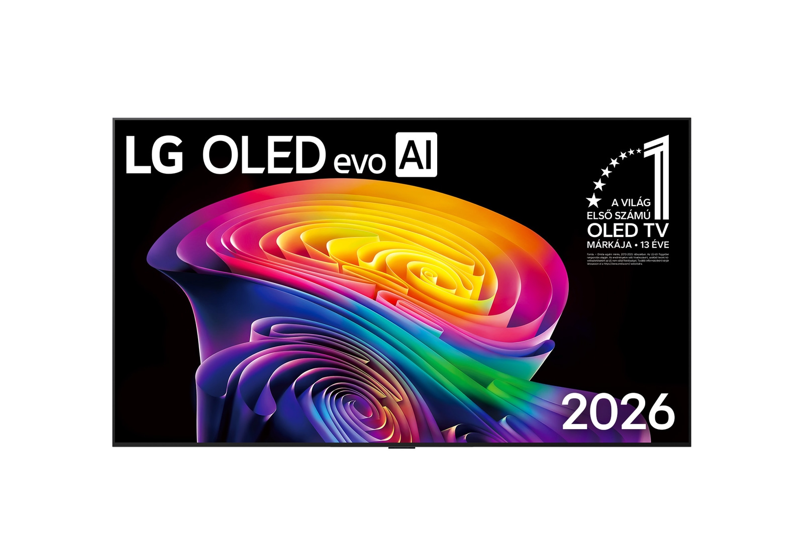 Front view of 55 colos LG OLED evo AI C6 4K Smart TV 2026 OLED55C61LA