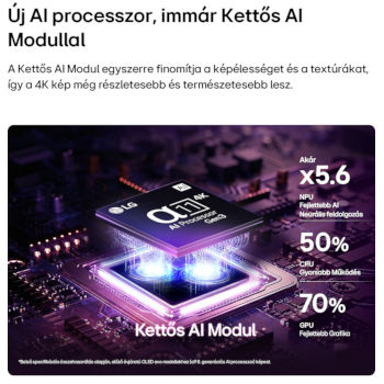 LG OLED TV alpha 11 3. generációs 4K AI processzora kék fényben, x5.6 gyorsabb NPU, gyorsabb CPU és nagyobb memória