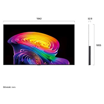 OLED83C61LA 83 colos LG OLED evo AI C6 4K Smart TV méretek mm-ben megadva