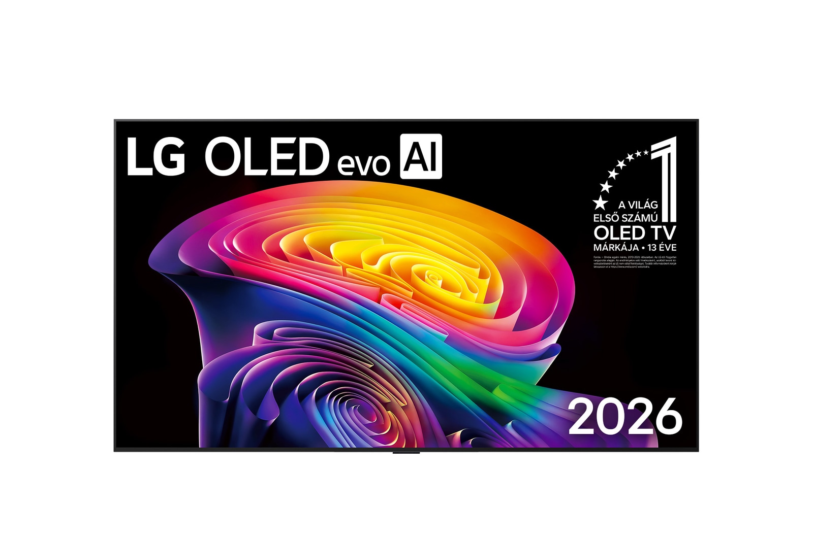 Front view of 83 colos LG OLED evo AI C6 4K Smart TV 2026 OLED83C61LA