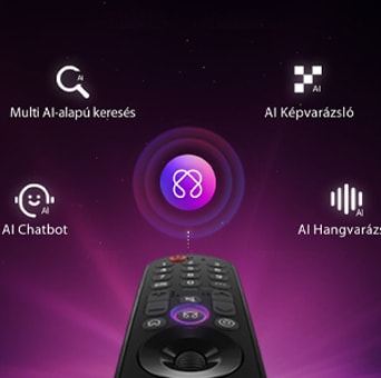 LG OLED AI B6E TV AI Hub, a távirányító körül Multi AI-alapú keresés, AI Chatbot, AI Képvarázsló és AI Hangvarázsló