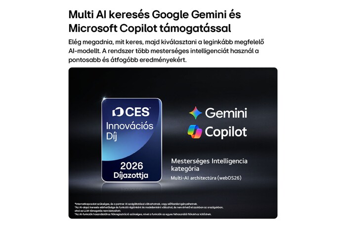 CES Innovációs Díj 2026 díjazott jelvény sötét háttéren, a Multi‑AI Architektúra az MI kategóriában kapott elismerést.