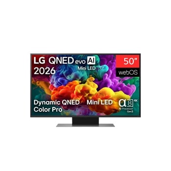 Front view of 50 colos LG QNED evo AI Mini LED QNED87 4K Smart TV 2026 50QNED87B3A