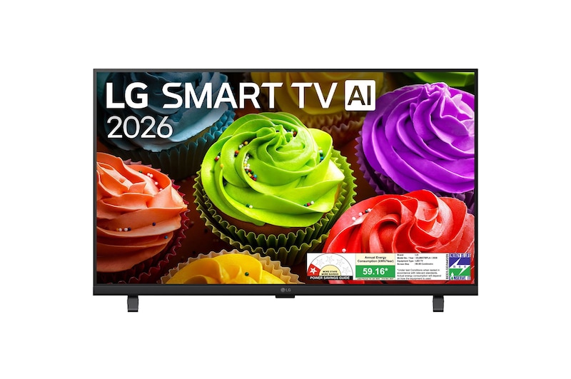 Front view of LG 80cm (32) Smart TV (LB657), α5 Gen9 AI Processor,60Hz Refresh Rate, AI Magic Remote Dolby Atmos, 2026 32LB657BPLA