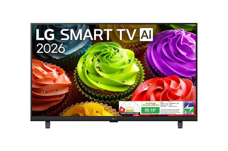 Front view of LG 80cm (32) Smart TV (LB650), α5 Gen9 AI Processor,HDR10, 60Hz Refresh Rate, AI Sound Pro, 2026 32LB650BPLA