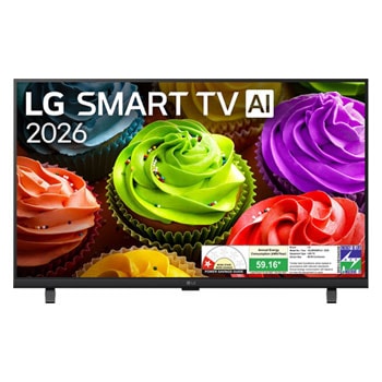 Front view of LG 80cm (32) Smart TV (LB650), α5 Gen9 AI Processor,HDR10, 60Hz Refresh Rate, AI Sound Pro, 2026 32LB650BPLA