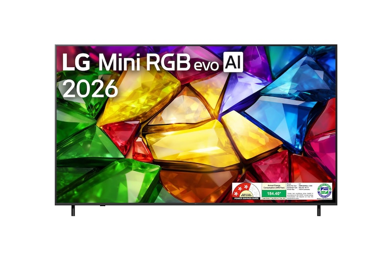 Front view of LG 139cm (55) 4K Mini RGB (MRGB85)  α8 Gen3 AI Processor,120 Hz Refresh Rate, AI Magic Remote Dolby Atmos, 2026 55MRGB85BLA