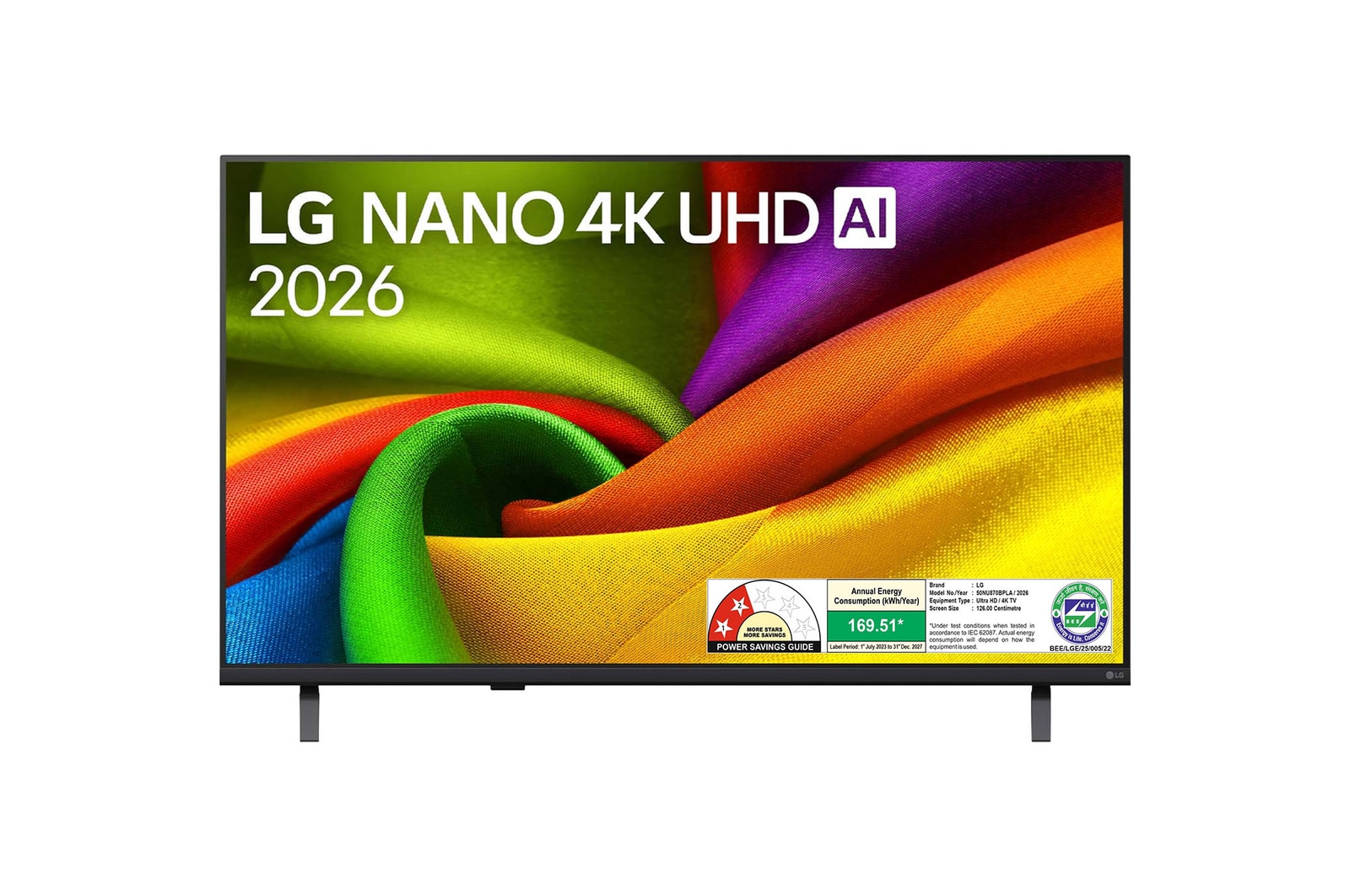 Front view of LG 126cm (50) NANO 4K UHD AI NU87 Smart TV 2026 50NU870BPLA