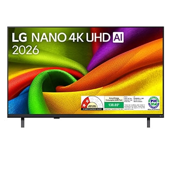 Front view of 108cm (43) LG NANO 4K UHD AI NU885B Smart TV 2026 43NU885BPLA