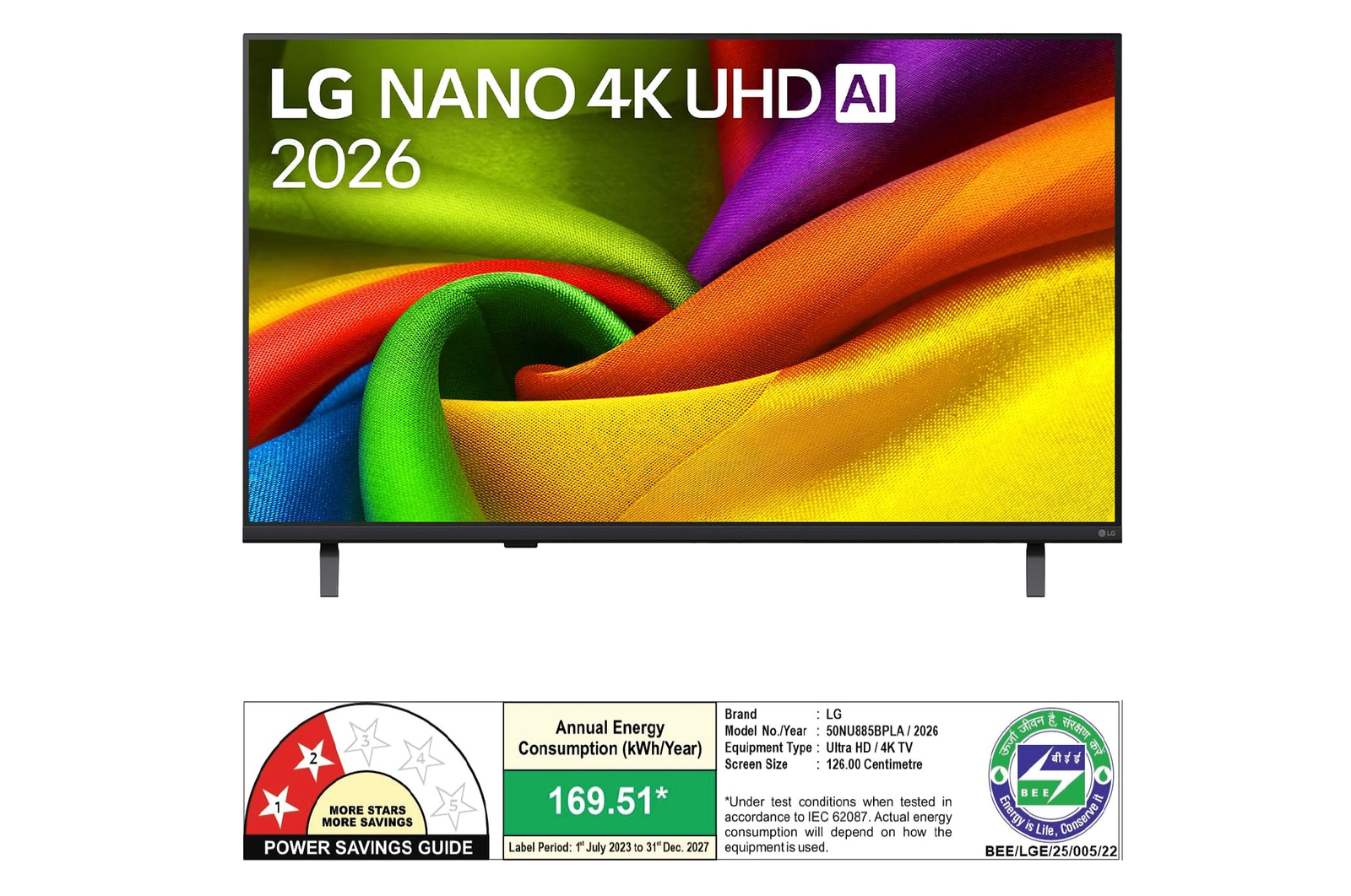 The front view of LG NANO 4K UHD AI NU885B, released in 2026