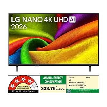 The front view of LG NANO 4K UHD AI NU885B, released in 2026
