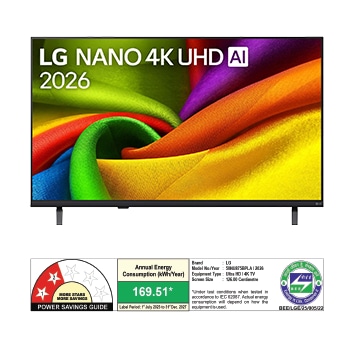 The front view of LG NANO 4K UHD AI NU875B, released in 2026