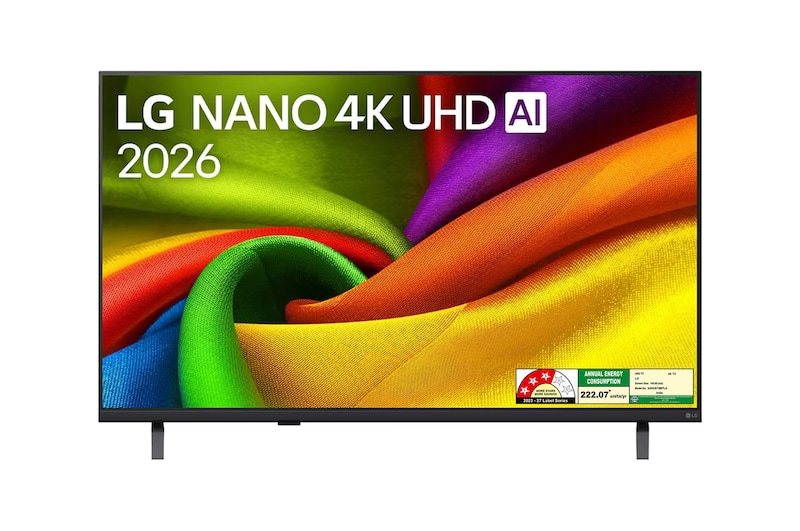 Front view of 164 cm (65) LG NANO 4K UHD AI TV NU875 2026 65NU875BPLA