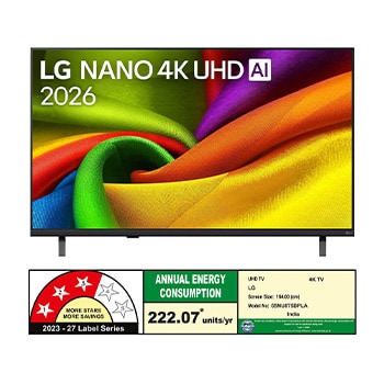 The front view of LG NANO 4K UHD AI NU875B, released in 2026