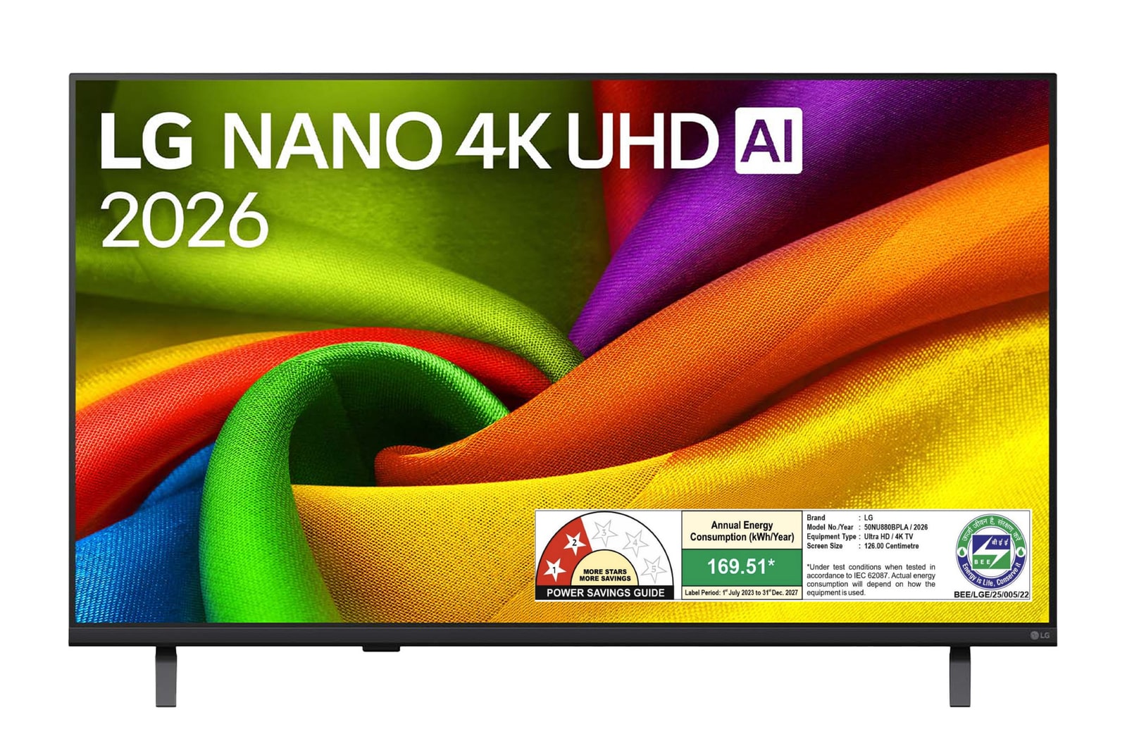 Front view of LG 126cm (50) NANO 4K UHD AI NU880B Smart TV 2026 50NU880BPLA
