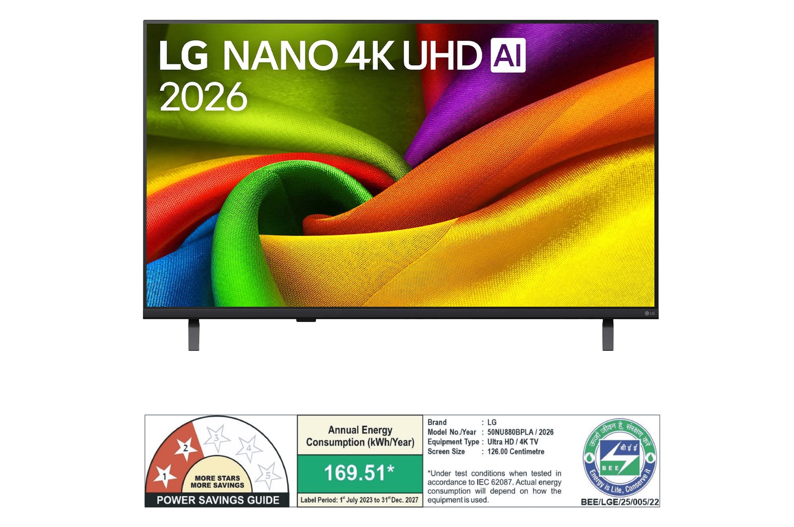 The front view of LG NANO 4K UHD AI NU880B, released in 2026