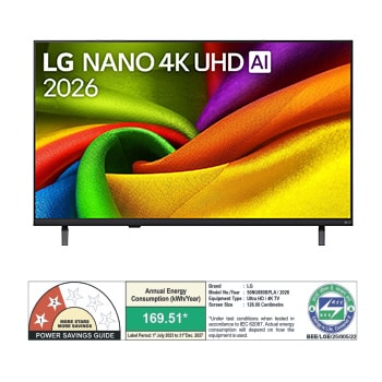 The front view of LG NANO 4K UHD AI NU880B, released in 2026