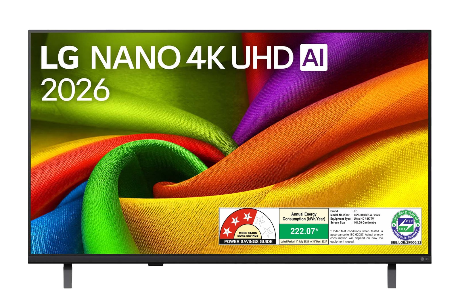 Front view of LG 164cm (65) NANO 4K UHD AI NU880B Smart TV 2026 65NU880BPLA