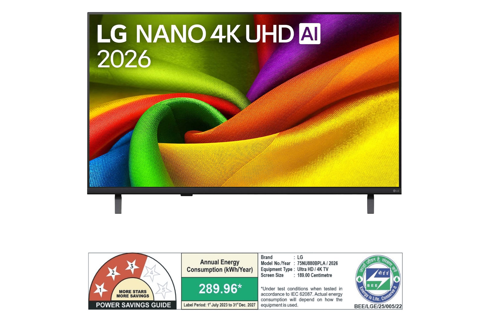 The front view of LG NANO 4K UHD AI NU880B, released in 2026