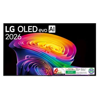 Front view of 139 cm (55) LG OLED evo AI 4K Smart TV OLED55C6XLA with α11 AI Processor Gen3, with Dolby Vision & Atmos 2026 OLED55C6XLA