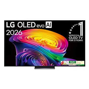 Front view of 139 cm (55) LG OLED evo AI 4K Smart TV OLED55C6XLA with α11 AI Processor Gen3, with Dolby Vision & Atmos 2026 OLED55C6XLA