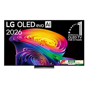 Front view of 164 cm (65) LG OLED evo AI C6 4K Smart TVOLED65C6XLA  with α11 AI Processor Gen3, with Dolby Vision & Atmos 2026 OLED65C6XLA