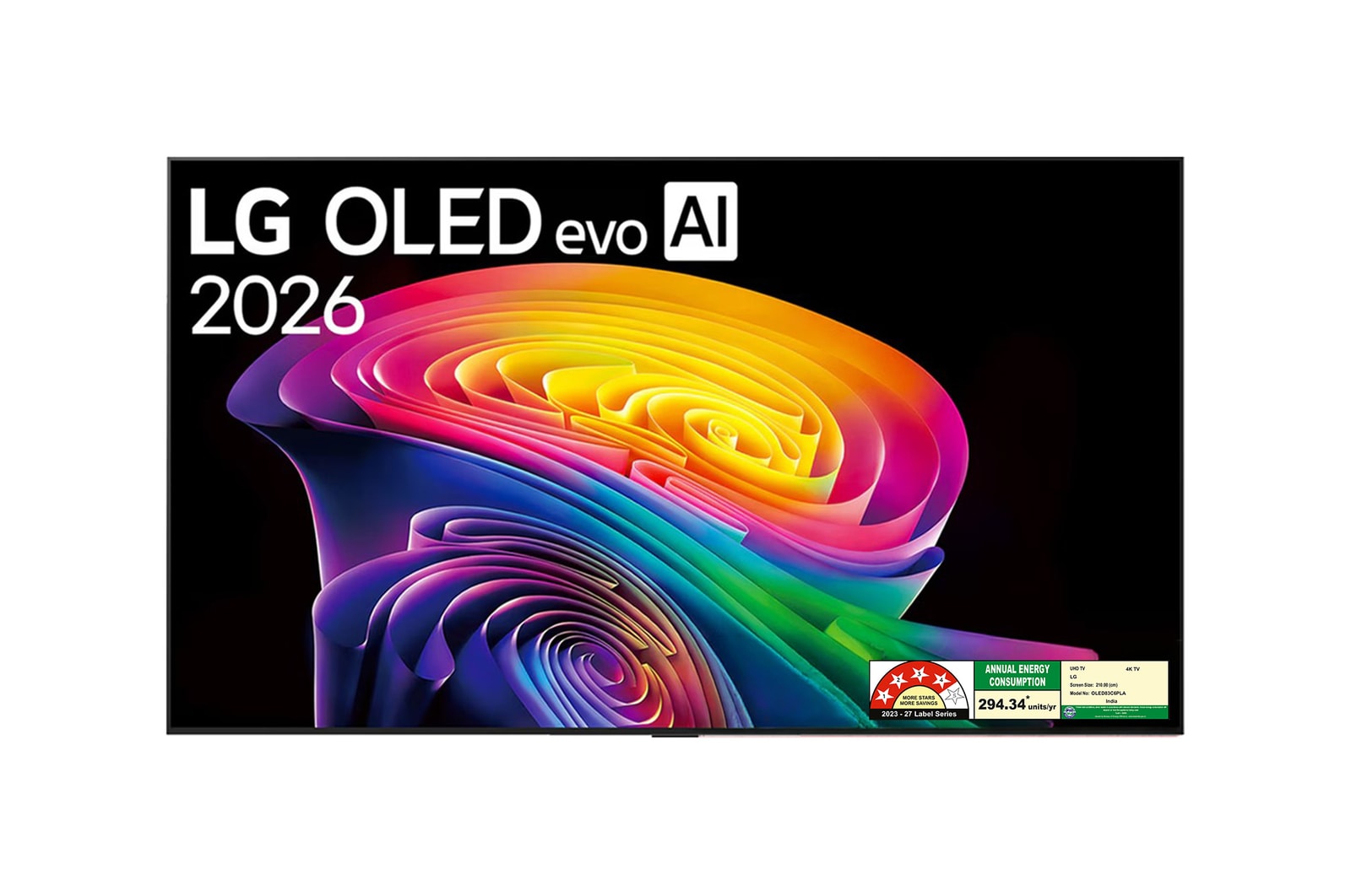 Front view of 210cm (83) LG OLED evo AI C6 4K Smart TV 2026 OLED83C6PLA