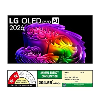 The front view of LG OLED evo AI G6, released in 2026