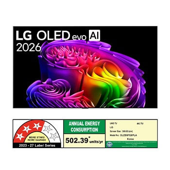 The front view of LG OLED evo AI G6, released in 2026