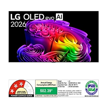 The front view of LG OLED evo AI G6, released in 2026