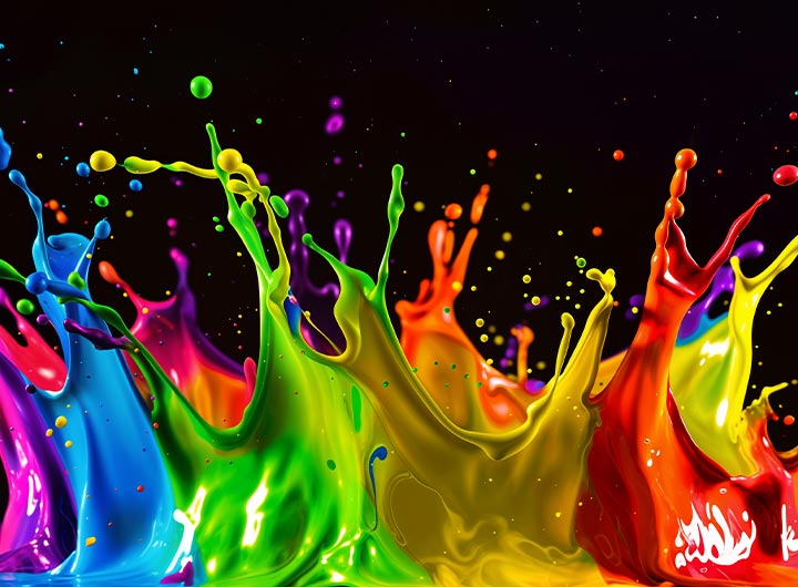 LG QNED evo AI QNED82 Mini LED with Dynamic QNED Color Pro fills the screen with vivid, fluid bursts of multicolored, paint-like motion, with fluid transitions and a wide color range exceeding that of typical quantum dot displays.