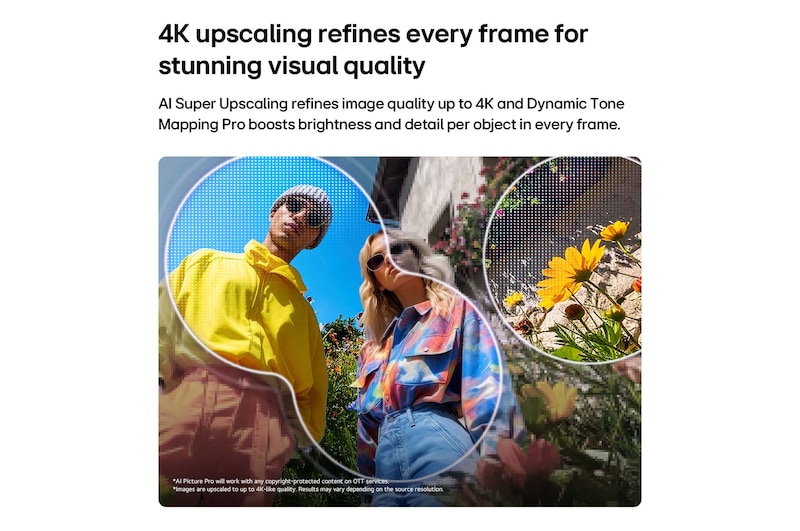 LG QNED evo AI QNED82 Mini LED with AI Picture Pro and Dynamic Tone Mapping Pro shows an underwater scene of a sea turtle gliding above coral and fish, as AI recognizes and upscales each frame up to 4K resolution.