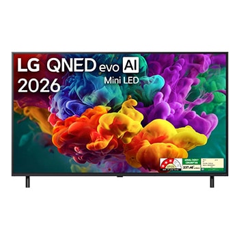 Front view of 164 cm (65) LG QNED evo AI 4K MiniLED TV 65QNED85BLA with α8 AI Processor Gen3, with HDR10 Pro 2026 65QNED85BLA