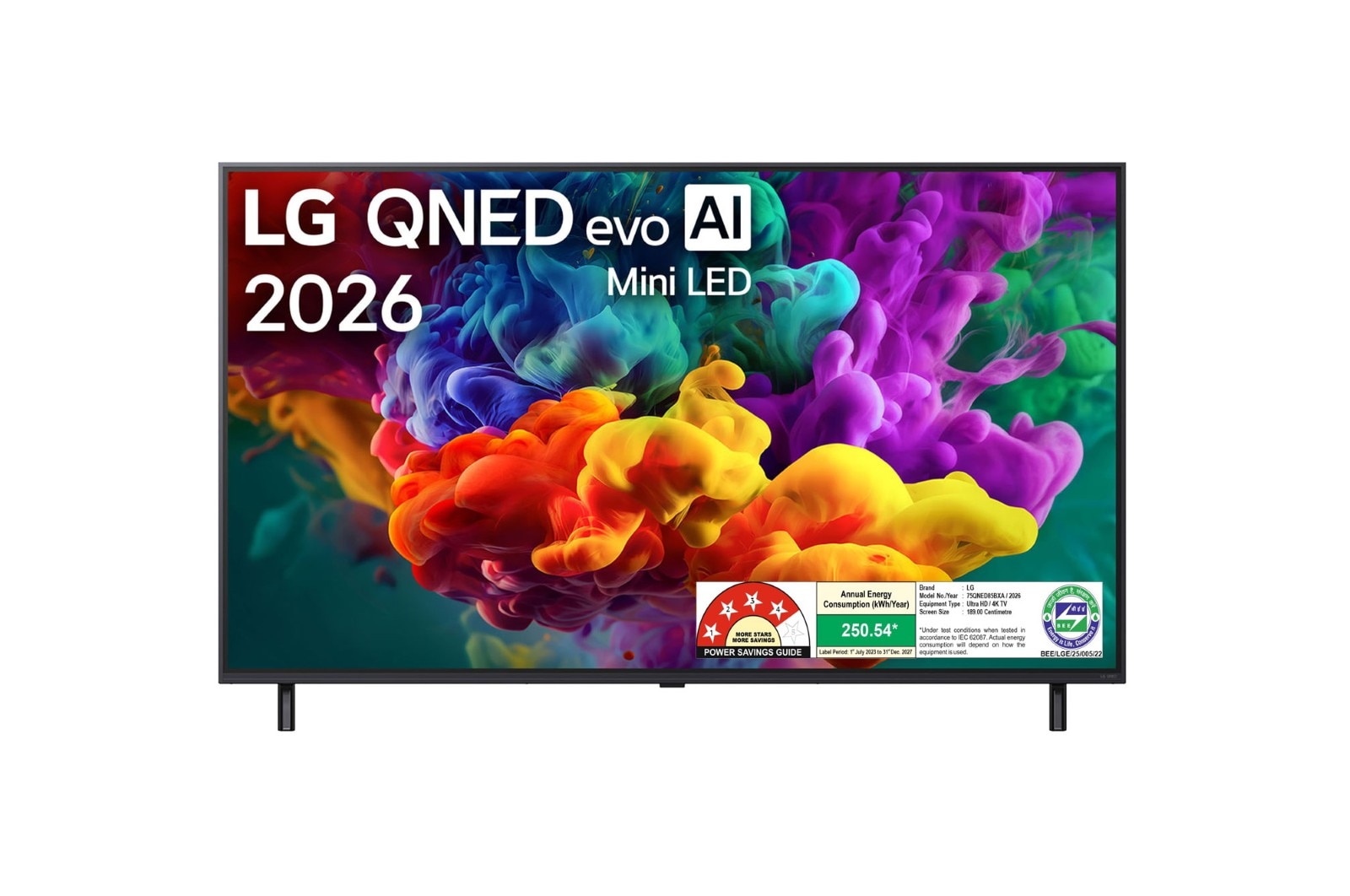 Front view of LG 189cm (75) QNED evo AI QNED85BX Mini LED 4K Smart TV 2026 75QNED85BXA