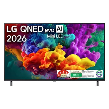 Front view of 217 cm (86) LG QNED evo 4K MiniLED TV 86QNED85BLA with α8 AI Processor Gen3, with HDR10 Pro 2026 86QNED85BLA