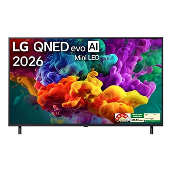 Front view of 217 cm (86) LG QNED evo 4K MiniLED TV 86QNED85BLA with α8 AI Processor Gen3, with HDR10 Pro 2026 86QNED85BLA