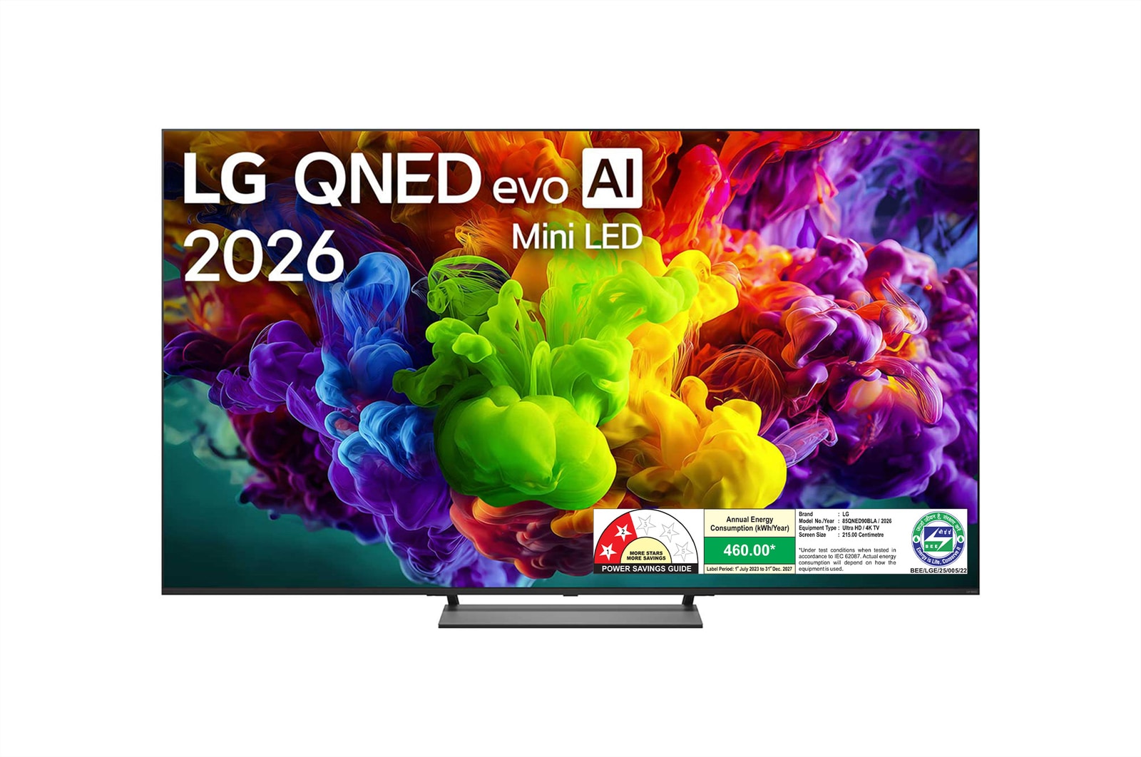 Front view of LG 215cm (85) QNED evo AI QNED90 Mini LED 4K Smart TV 2026 85QNED90BLA