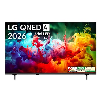 Front view of LG 108cm (43) QNED AI QNED65 Mini LED 4K Smart TV 2026 43QNED65BLA