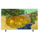 The front view of LG ART TV fills the screen with Vincent van Gogh’s painting, as textured yellow lemons and green foliage appear vividly across the display like a framed gallery artwork.