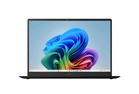 Immagine frontale del laptop con sfondo Copilot+ Bloom