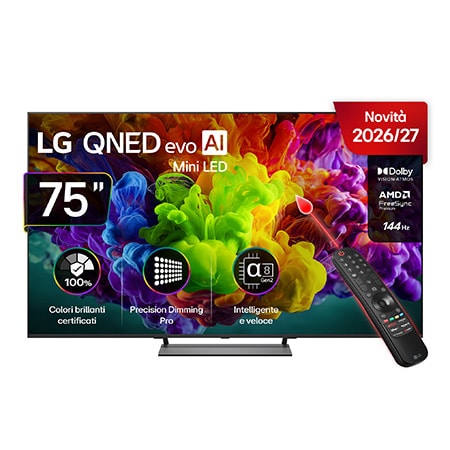 TV 75 pollici LG QNED evo AI MiniLED QNED93B 4K Smart TV 2026 - 75QNED93B6A | LG IT