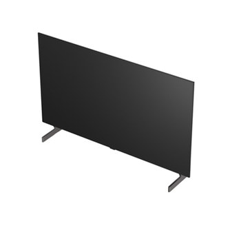 超薄型デザインと極細ベゼルを備えたLG OLED AI B6Eが、スタイリッシュなリビング空間に壁掛けで設置されている。画面には虹色のトーンで彩られた風景と、層をなす山々の造形が映し出されている。