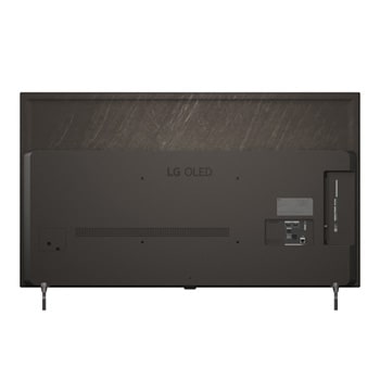超薄型デザインと極細ベゼルを備えたLG OLED AI B6が、スタイリッシュなリビング空間に壁掛けで設置されている。画面には虹色のトーンで彩られた風景と、層をなす山々の造形が映し出されている。