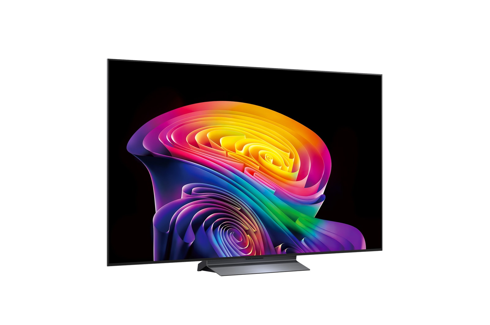 Телевизор LG OLED evo AI C6, показанный спереди и сбоку, оснащен 65-дюймовым дисплеем шириной 1441 мм, общая высота 826 мм, ультратонкий 45,1 мм (без подставки).
