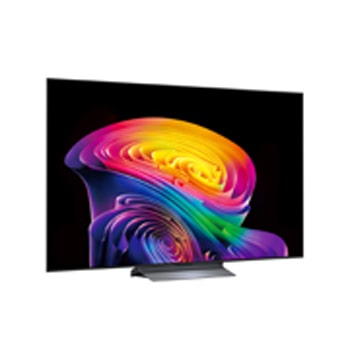 Телевизор LG OLED evo AI C6, показанный спереди и сбоку, оснащен 65-дюймовым дисплеем шириной 1441 мм, общая высота 826 мм, ультратонкий 45,1 мм (без подставки).