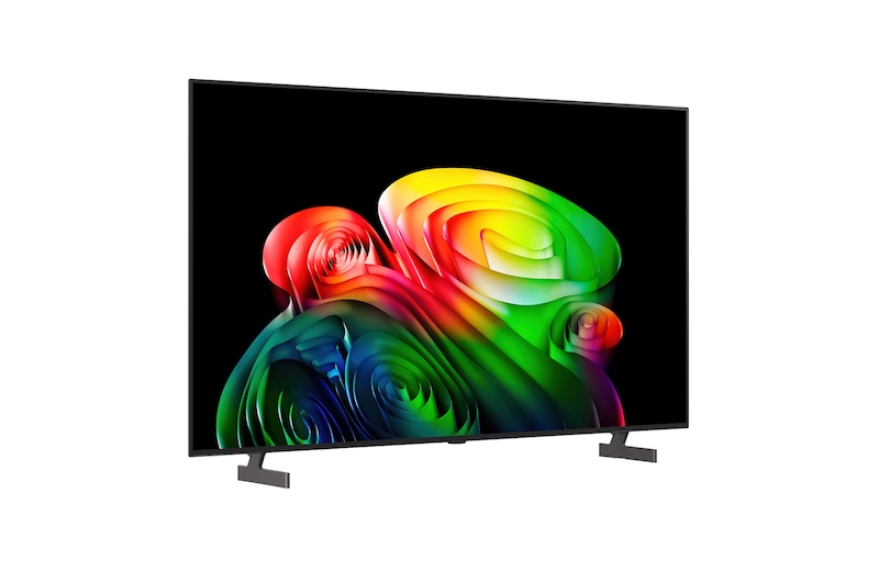 Телевизор LG OLED AI B6, показанный спереди и сбоку, оснащен 65-дюймовым дисплеем шириной 1449 мм, общая высота 832 мм, ультратонкий 45,9 мм (без подставки).