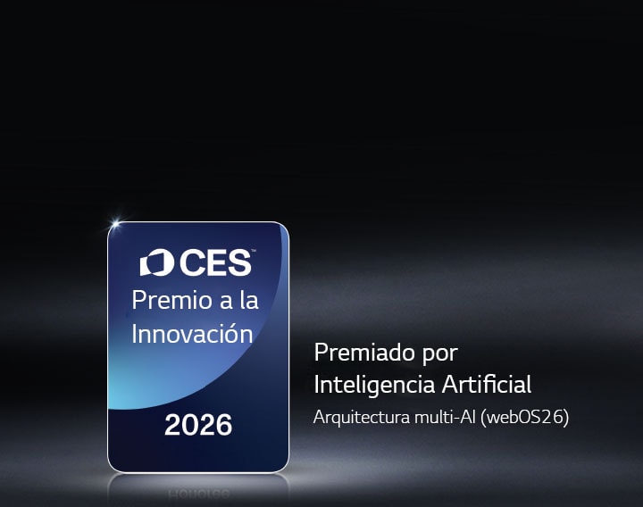 La insignia del Premio a la Innovación CES 2026 se muestra sobre un fondo oscuro. La Arquitectura Multi-IA se reconoce en la categoría de Inteligencia Artificial.
