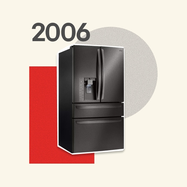 2006, A modern black French-door refrigerator