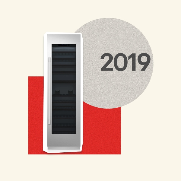2019, A sleek, tall modern wine cellar appliance